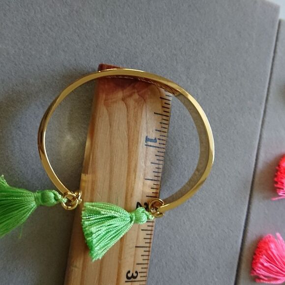 Lilly Pulitzer Gold Plated Tassels Cuff Bracelet x3 Turquoise, pink & blue - Picture 9 of 9